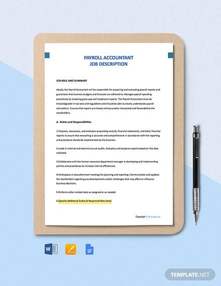 free payroll accountant job description template