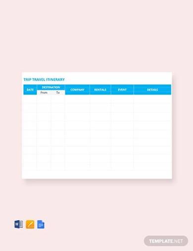 free trip itinerary template