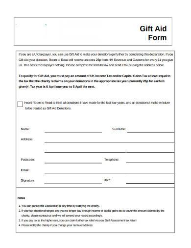 general charity gift aid form