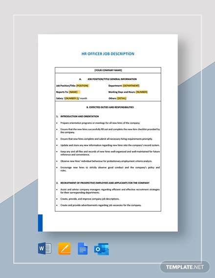 hr officer job description template