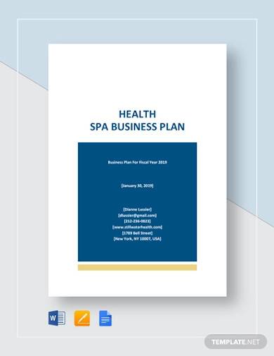 health spa business plan template