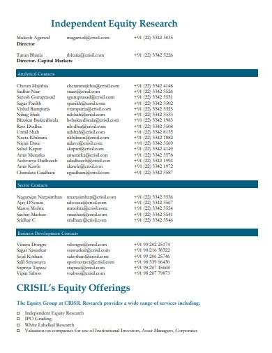 equity research report template excel