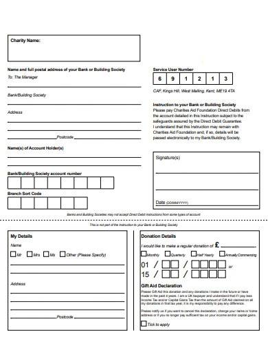 individual charity direct debit form