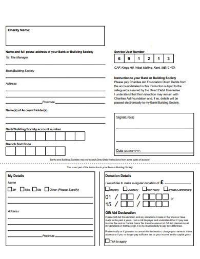 FREE 10 Charity Direct Debit Form Samples Templates In MS Word PDF