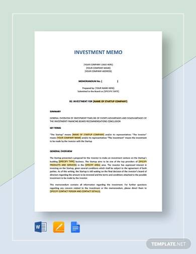 investment memo template