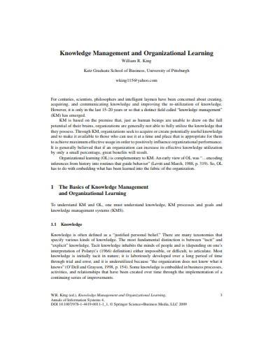 knowledge management and organization learning
