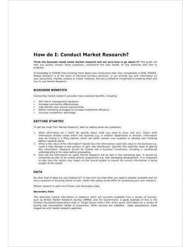 market research conduct and proposal