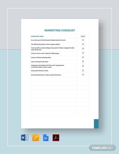 marketing checklist template