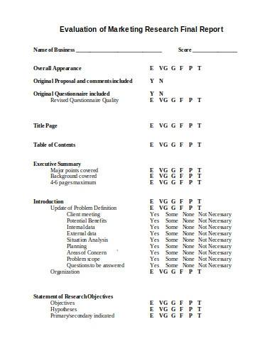 marketing research final report template