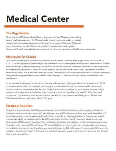 medical center case study template