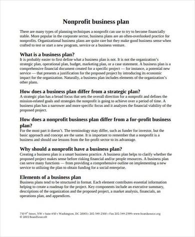 nonprofit business plan template