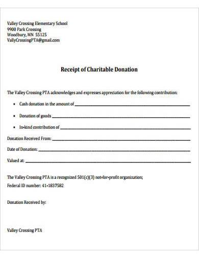 official charitable donation receipt