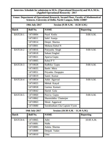 operational research interview schedule