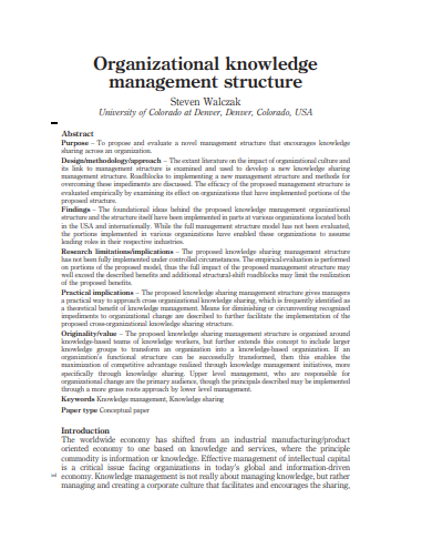 organizational knowledge management structure