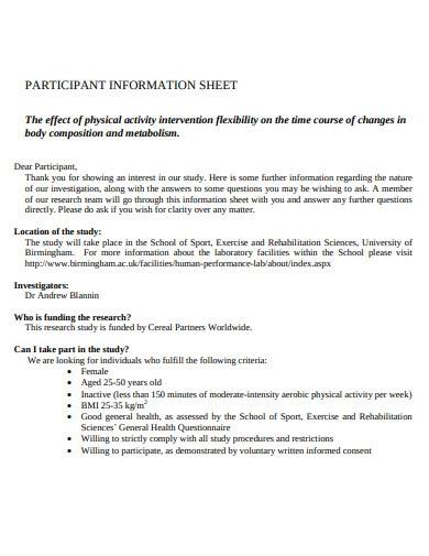 participant information sheet format
