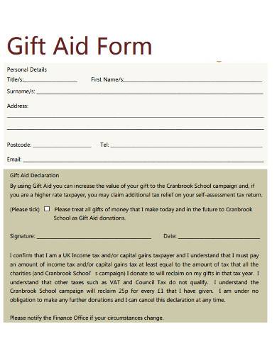 personal charity gift aid form