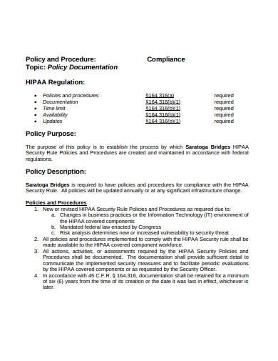 policy compliance documentation template