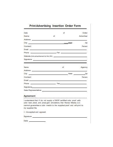 print advertising insertion order form