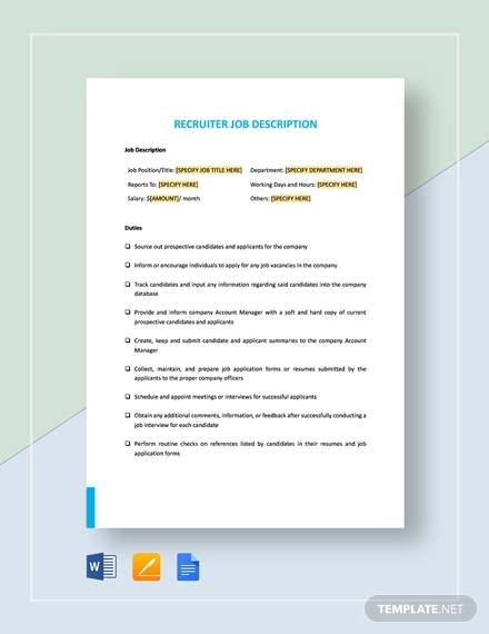 recruiter job description template