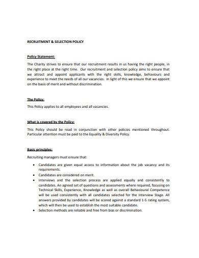 recruitment and selection policy template