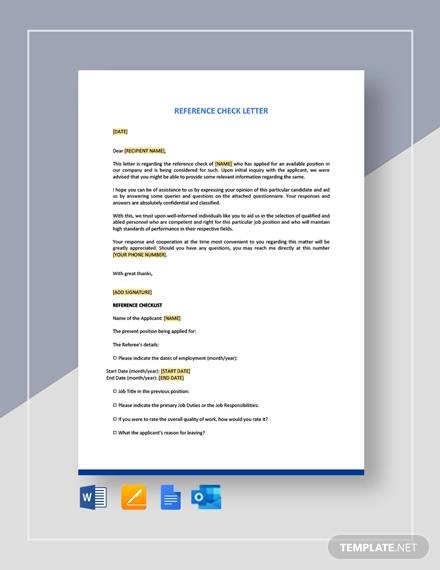 reference check letter template