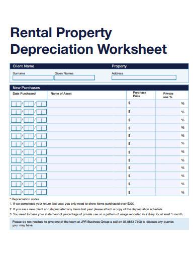 rental property depreciation worksheet