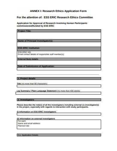 FREE Research Ethics Form Samples Templates In MS Word PDF