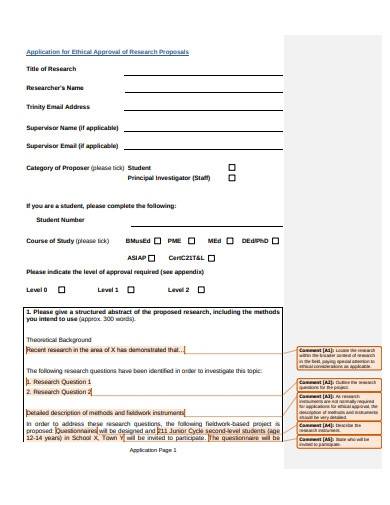 research ethics approval proposal form