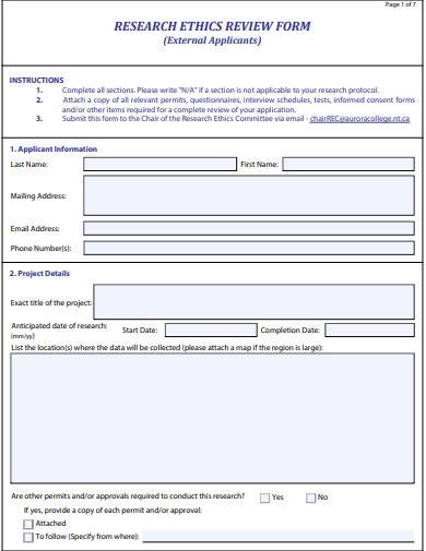 research ethics review form