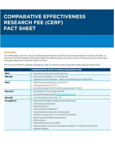 research fee fact sheet template