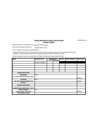 research grant budget template