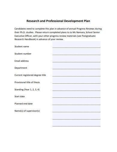 sample research development plan