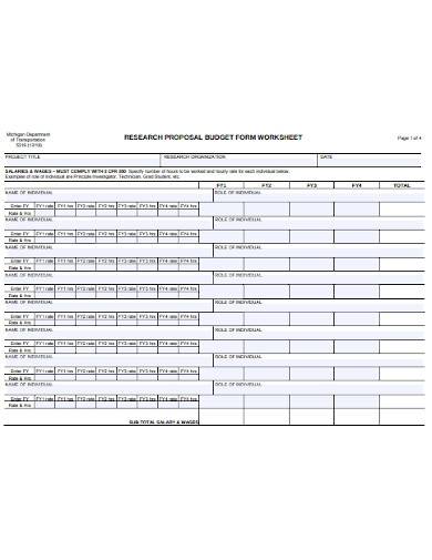 research proposal budget worksheet