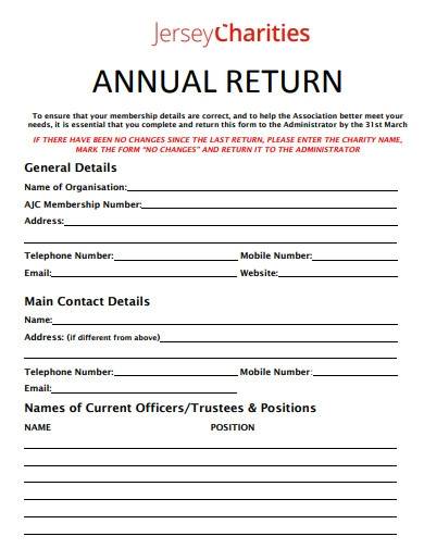 sample charities annual return