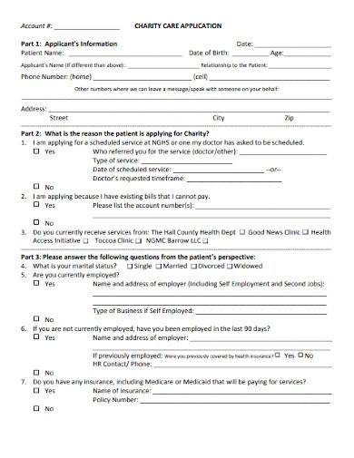 FREE 10 Charity Care Application Form Samples Templates In PDF