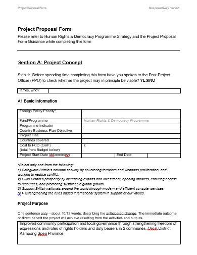 sample charity project proposal form