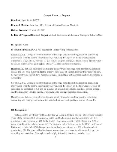 research proposal in medicine