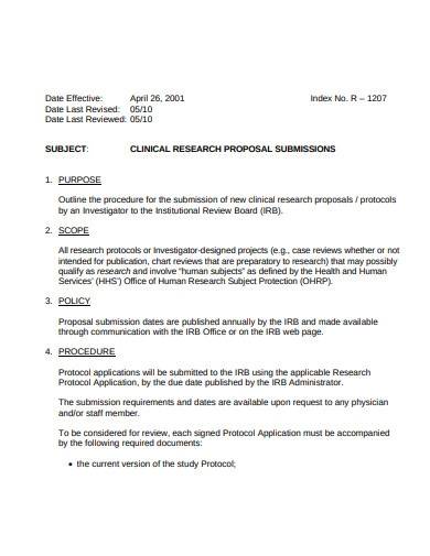 sample clinical research proposal