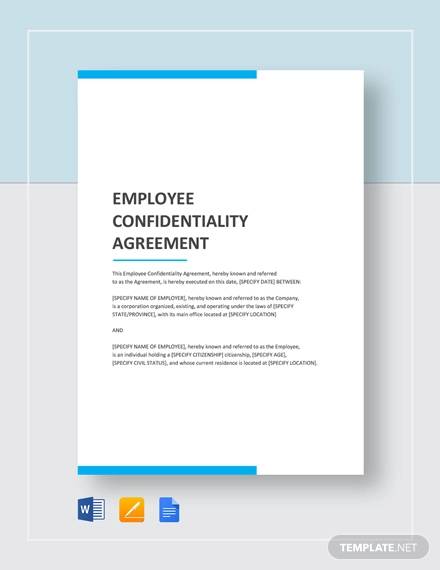 sample employee confidentiality agreement template