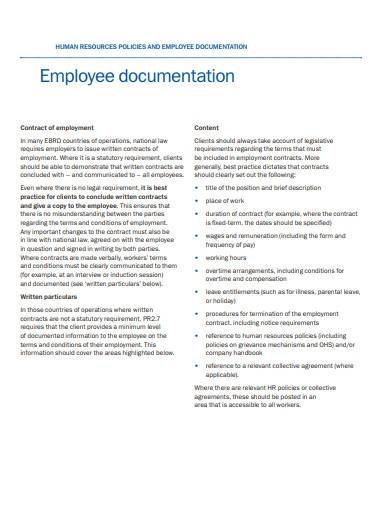 sample employee policy documentation
