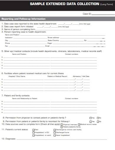 sample extended data collection form