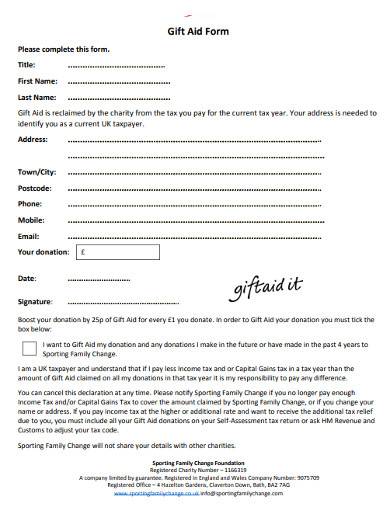 sample foundation gift aid form