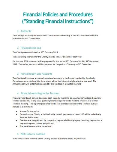 simple financial policies and procedures