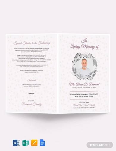 4 Page Tree Funeral Program Template Obituary Template Memorial Program Template Editable Funeral Program Funeral DIY Order of Service