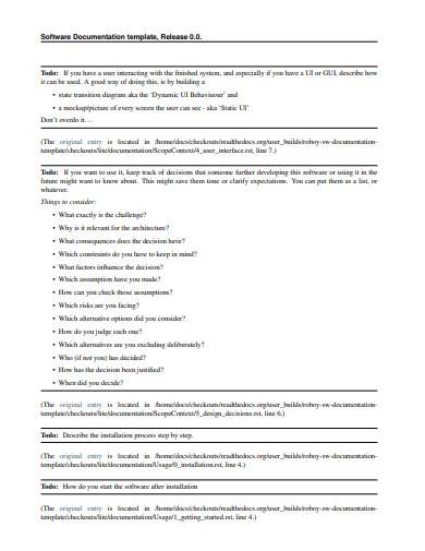 software documentation template
