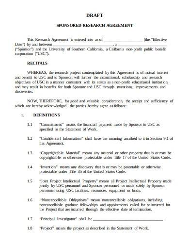 sponsored research agreement format