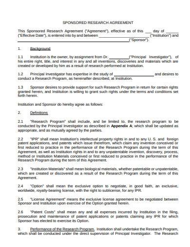 sponsored research agreement template