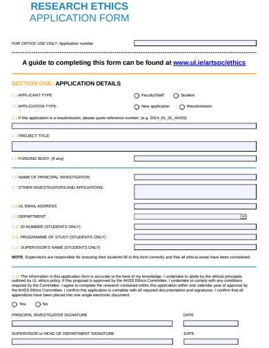 standard research ethics application form