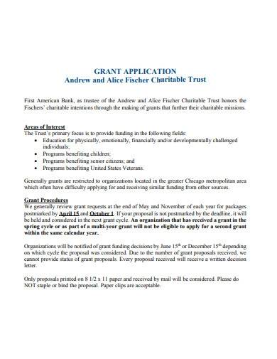trust grant application template