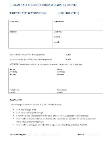 trustee application form template